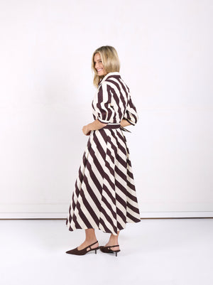 Bianca Dress Choc Stripe