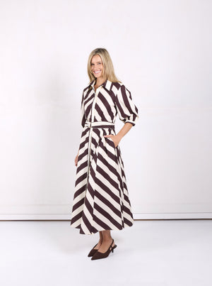 Bianca Dress Choc Stripe