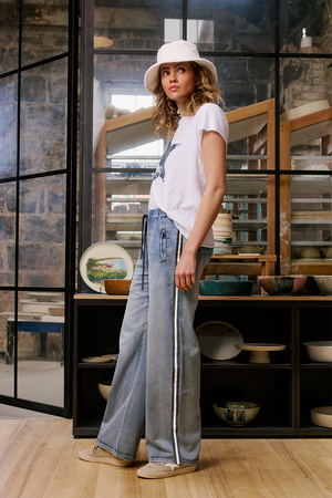 Glam Track Pant Silver Stripe