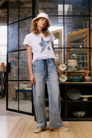 Glam Track Pant Silver Stripe