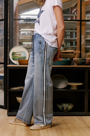 Glam Track Pant Silver Stripe