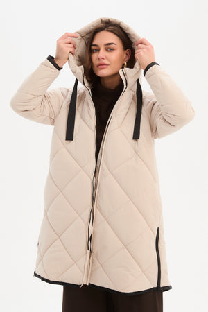 Zip Hem Swing Coat Cream