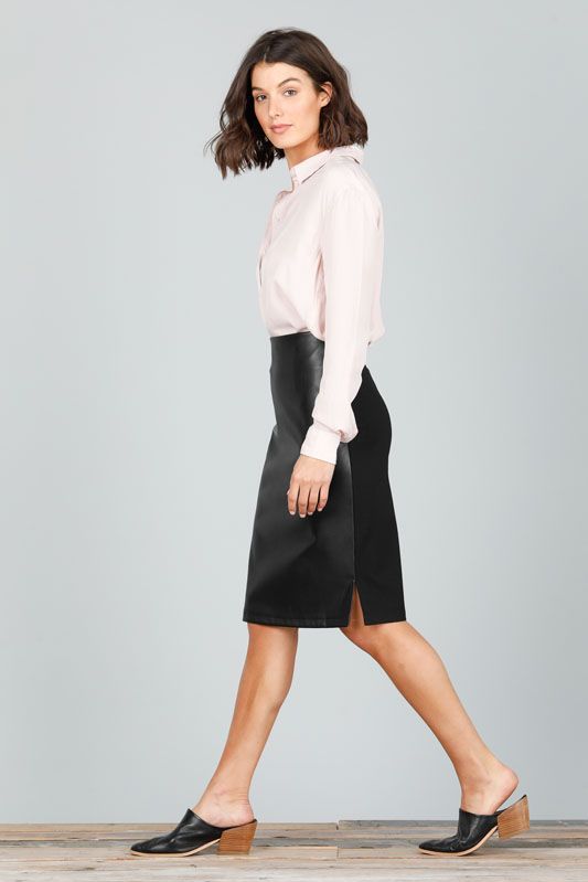 BEVERLY SKIRT - BLACK FAUX LEATHER