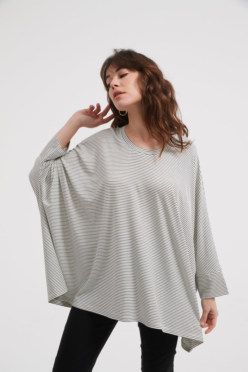 Oversized Stripe Top White/Black