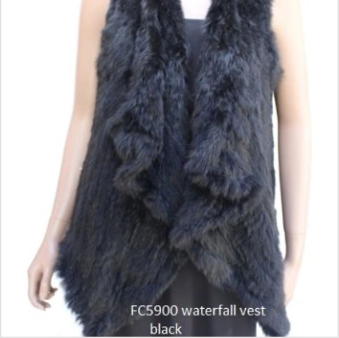 Waterfall Fur Vest Black