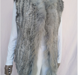 Classic Long Fur Vest Natural Grey