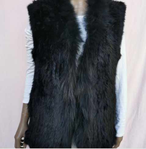 Classic Long Fur Vest Black