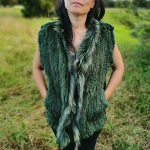 Classic Long Fur Vest Forest